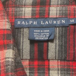 Ralph Lauren Red and Black Plaid Shirt with Embroidered Crest